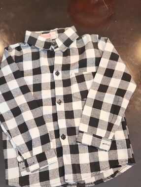 Black & White Check Collared Button Shirt